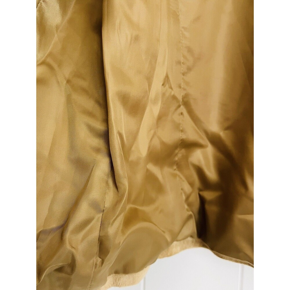 Vintage Liz Claiborne Brown 100% Suede Leather Satin Lined Button Up Jacket Med - Picture 5 of 8